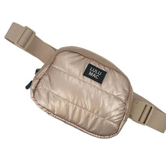 LuLu Puffer Metallic Belt Bag-Champagne - 260 Broadway Boutique