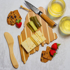Maine Shaped Charcuterie Board & Cheese Spreader Knife Set
