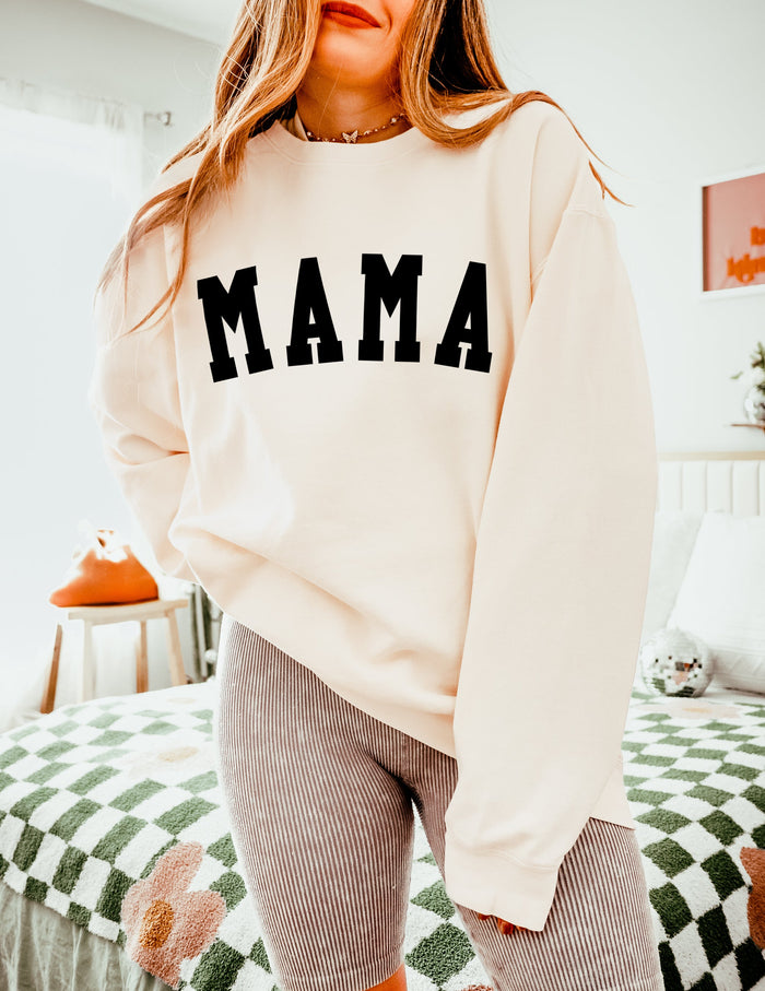 Mama Garment Dyed Comfort Colors Sweatshirt (Condensed Font)