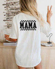 Mama Retro Plaid Checkered Front and Back Comfort Colors T Shirt