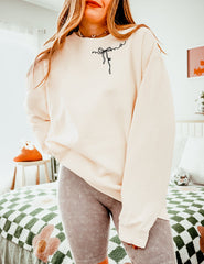 Mama Ribbon Around Neck Garment Dyed Comfort Colors Sweatshirt