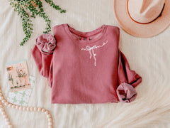 Mama Ribbon Around Neck Garment Dyed Comfort Colors Sweatshirt