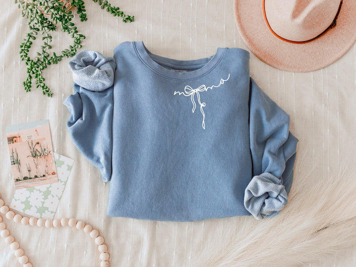 Mama Ribbon Around Neck Garment Dyed Comfort Colors Sweatshirt