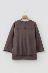 Mineral Wash Reverse Seam 3/4 Sleeve Top