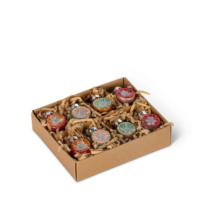 Mini Glass Reflector Ornaments, Set of 8