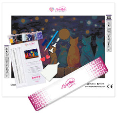 Moonlit Whiskers Diamond Painting Kit-45x30cm (18x12 in)-Heartful Diamonds