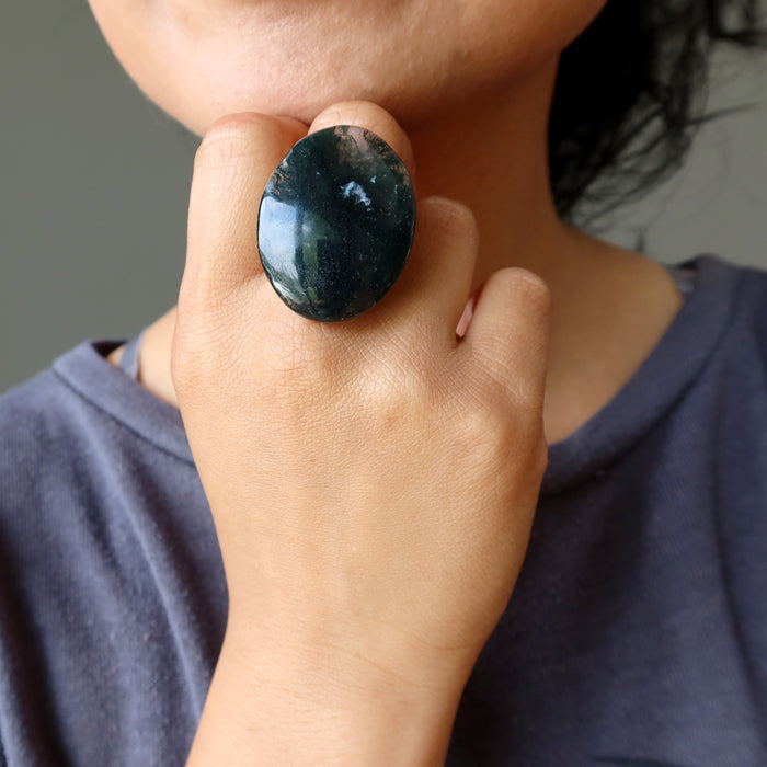 moss agate ring