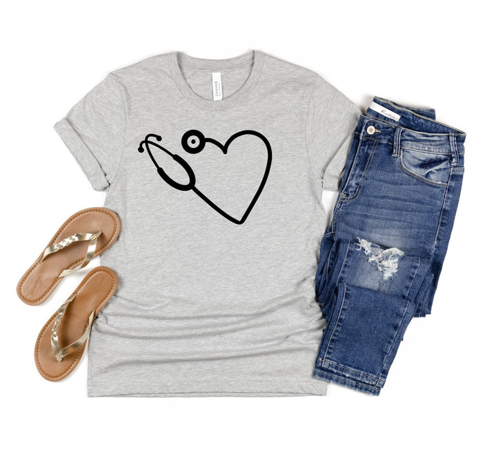 Nurse Tshirt, Dr T-shirt, Heart Stethescope T-Shirt