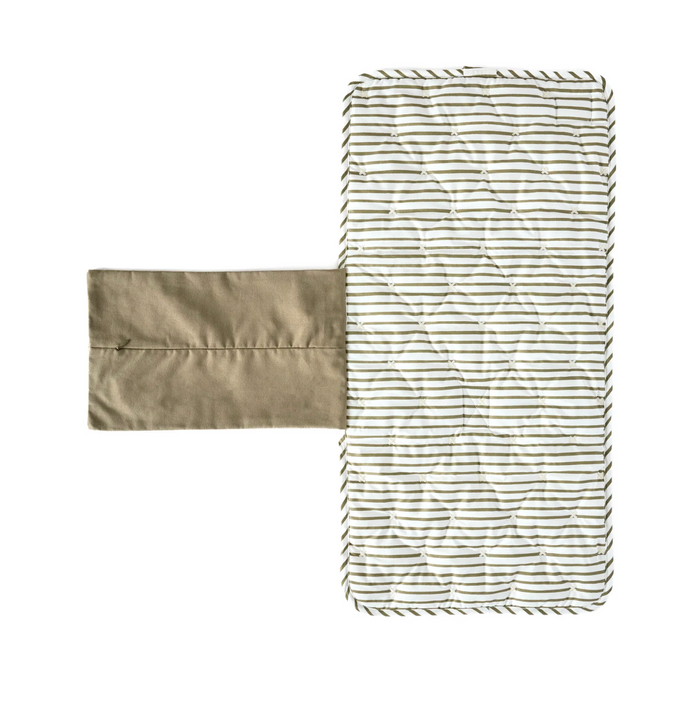 Olive Stripes On the Go Portable Changing Pad