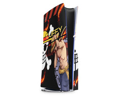 Anime Town Creations PS5 Slim One Piece Luffy Flames PS5 Slim Skins - Anime One Piece PS5 Slim Skin