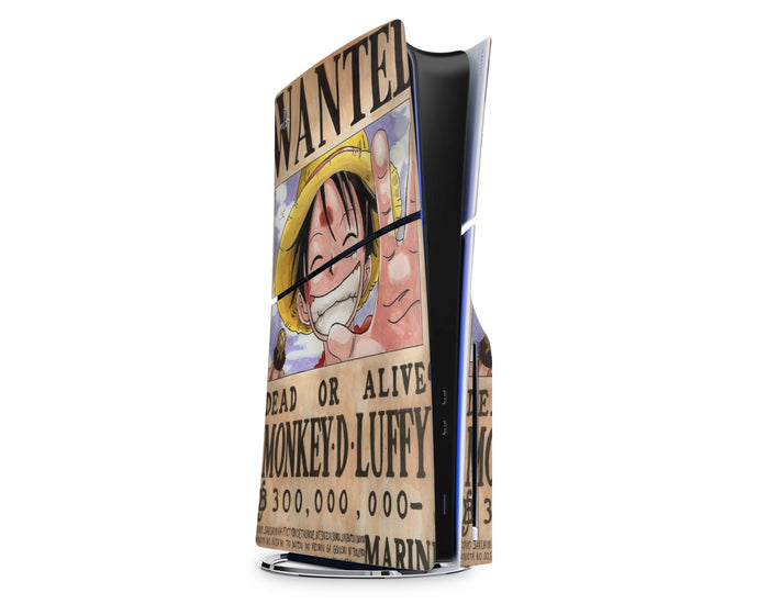 Anime Town Creations PS5 Slim One Piece Wanted Luffy PS5 Slim Skins - Anime One Piece PS5 Slim Skin