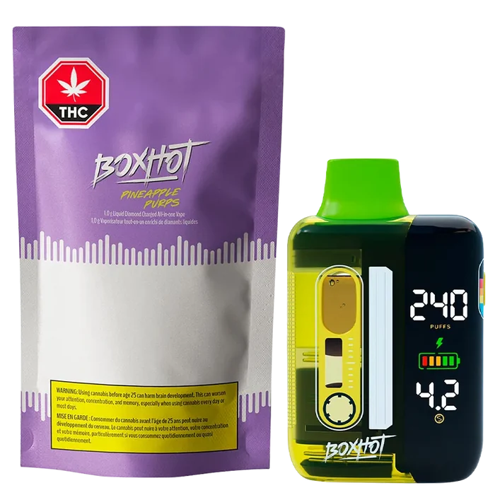 BOXHOT 1 g Pineapple Purps Liquid Diamond Charged Disposable Vape Vapes