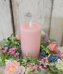 Pink Moving Flame LED Candle 3x6in