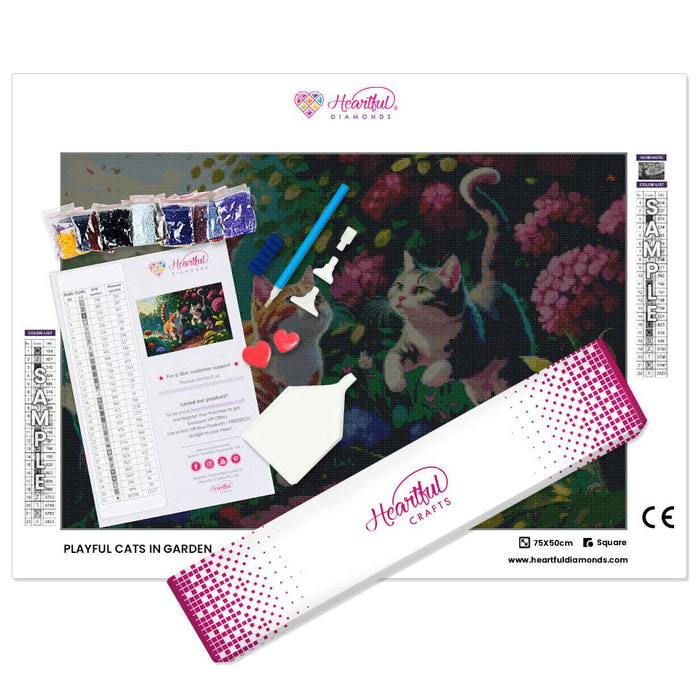 Playful Kittens in the Garden-Diamond Painting Kit-Heartful Diamonds