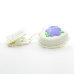 Poochie clip-on ink stamp with purple flower