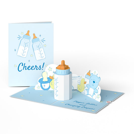 Poppin' Bottles and Changing Diapers New Baby Lovepop card