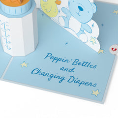 Poppin' Bottles and Changing Diapers New Baby Lovepop card