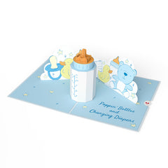 Poppin' Bottles and Changing Diapers New Baby Lovepop card