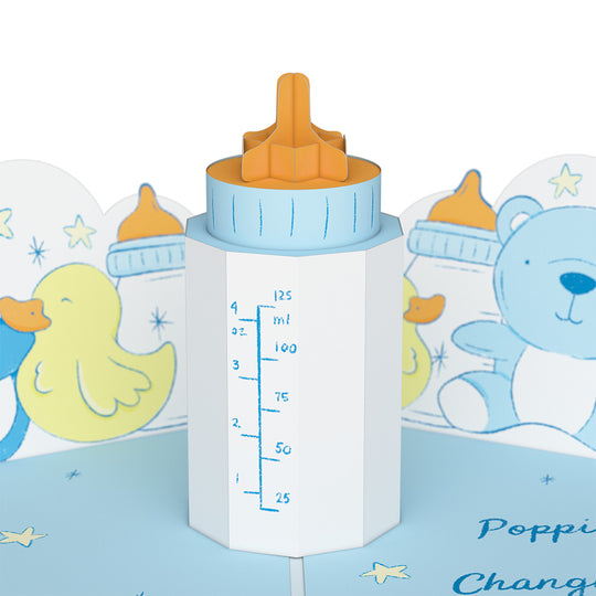 Poppin' Bottles and Changing Diapers New Baby Lovepop card