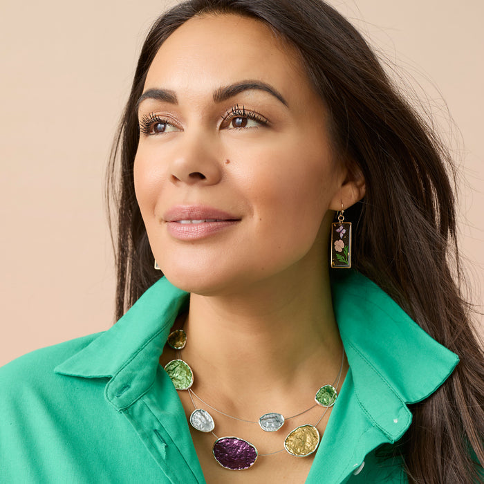 Pressed Flower Earrings - Butterfly Rectangle