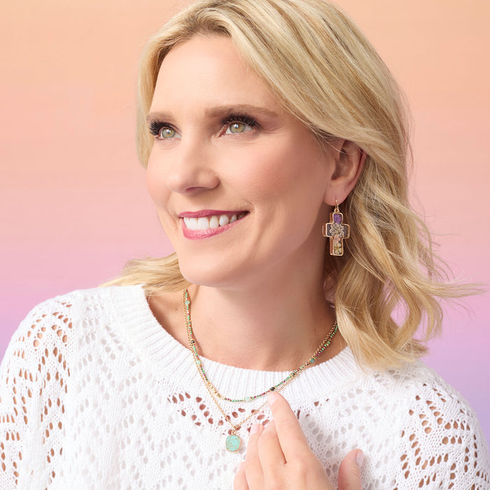 Pressed Flower Earrings - Multi Cross