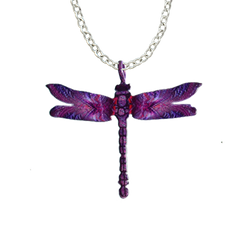 Purple Dragonfly Necklace #4137X by d'ears, Made in the USA