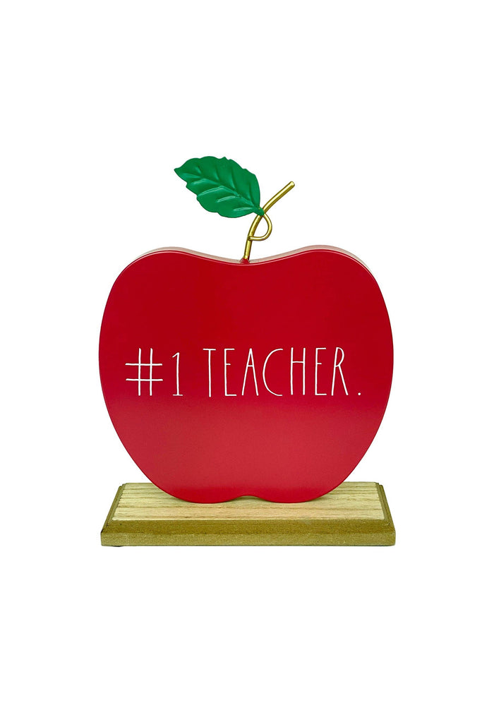 Rae Dunn "#1 Teacher" Apple Shape Desk Sign for Décor
