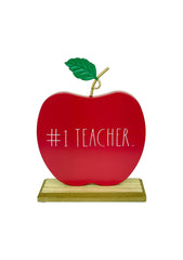 Rae Dunn "#1 Teacher" Apple Shape Desk Sign for Décor
