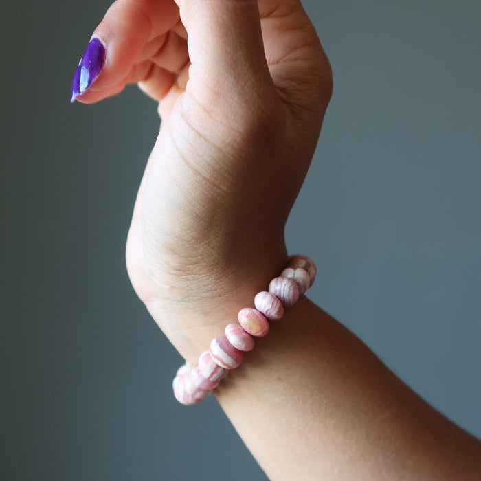 rhodochrosite rondelle bracelet