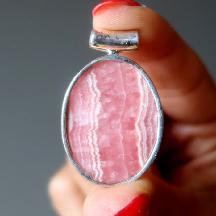 rhodochrosite garnet pendant