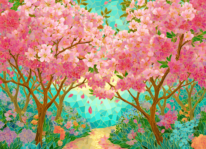 Sakura Sunrise Diamond Painting Kit-40x30cm (16x12 in)-Heartful Diamonds