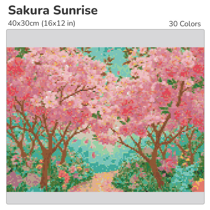 Sakura Sunrise Diamond Painting Kit-40x30cm (16x12 in)-Heartful Diamonds