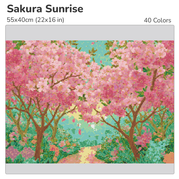 Sakura Sunrise Diamond Painting Kit-55x40cm (22x16 in)-Heartful Diamonds