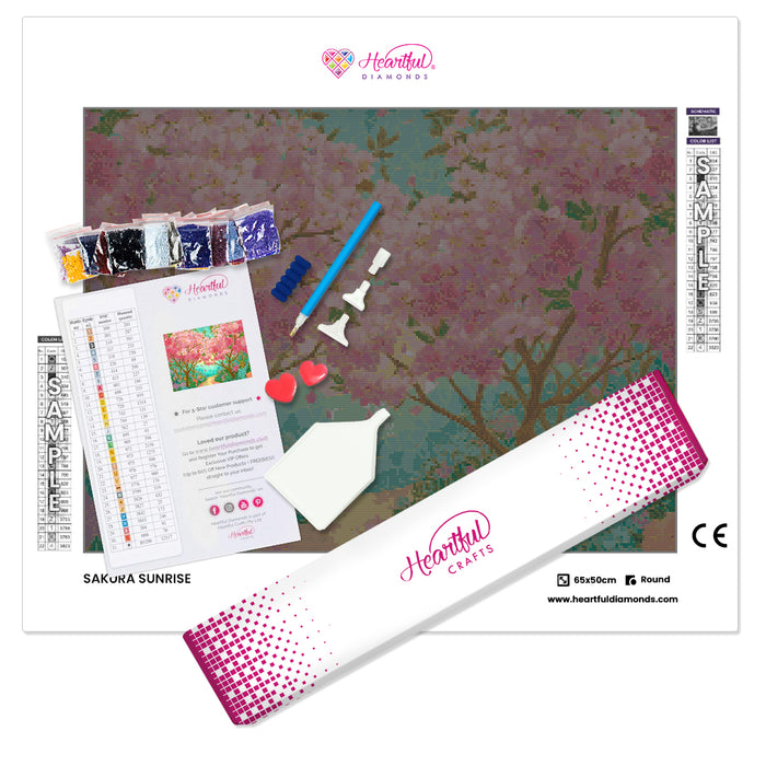 Sakura Sunrise Diamond Painting Kit-65x50cm (26x20 in)-Heartful Diamonds