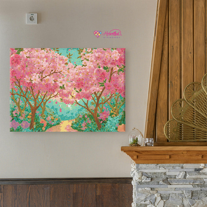 Sakura Sunrise Diamond Painting Kit-65x50cm (26x20 in)-Heartful Diamonds