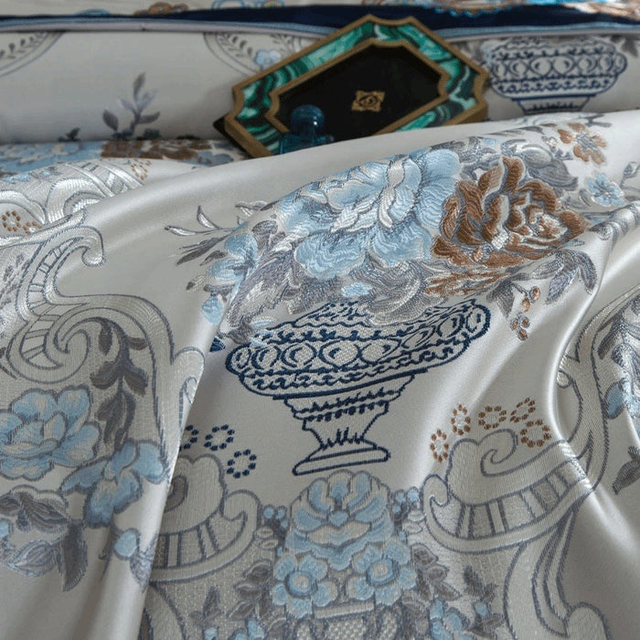 Satin Jacquard Duvet Cover Set - Plush Luxury