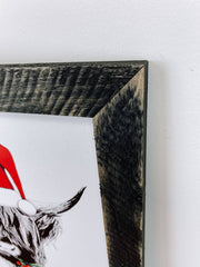 Scottish Christmas Cow Wood Sign, 14x14 Cow Sign: Grey