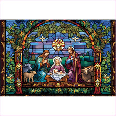 Serene Family Stained Glass Diamond Painting Kit-75x50cm (30x20 in)-Heartful Diamonds