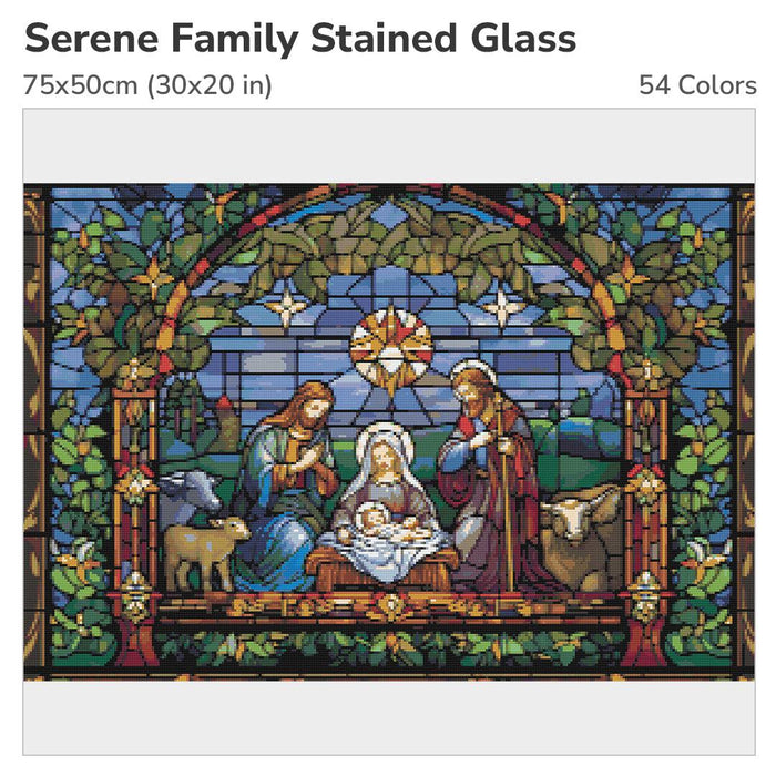 Serene Family Stained Glass Diamond Painting Kit-75x50cm (30x20 in)-Heartful Diamonds