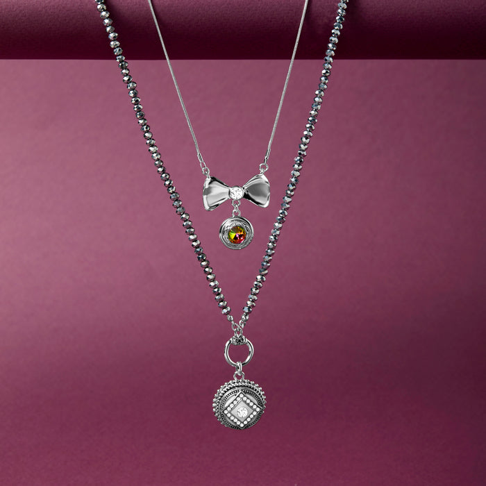 Silver Facet 2-in-1 Necklace