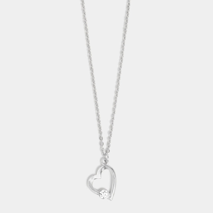 Whispers Simple Heart Necklace - Silver