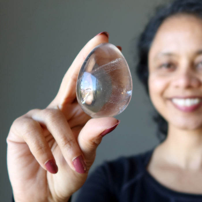 sheila holding Smoky Quartz Egg