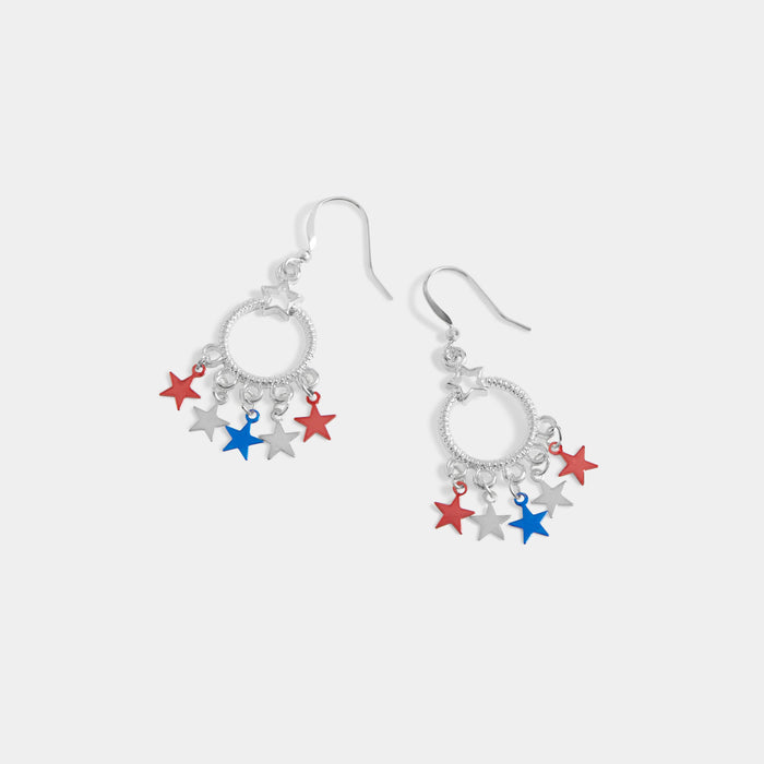Whispers Star Spangled Hoop Earrings - Silver
