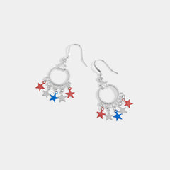 Whispers Star Spangled Hoop Earrings - Silver