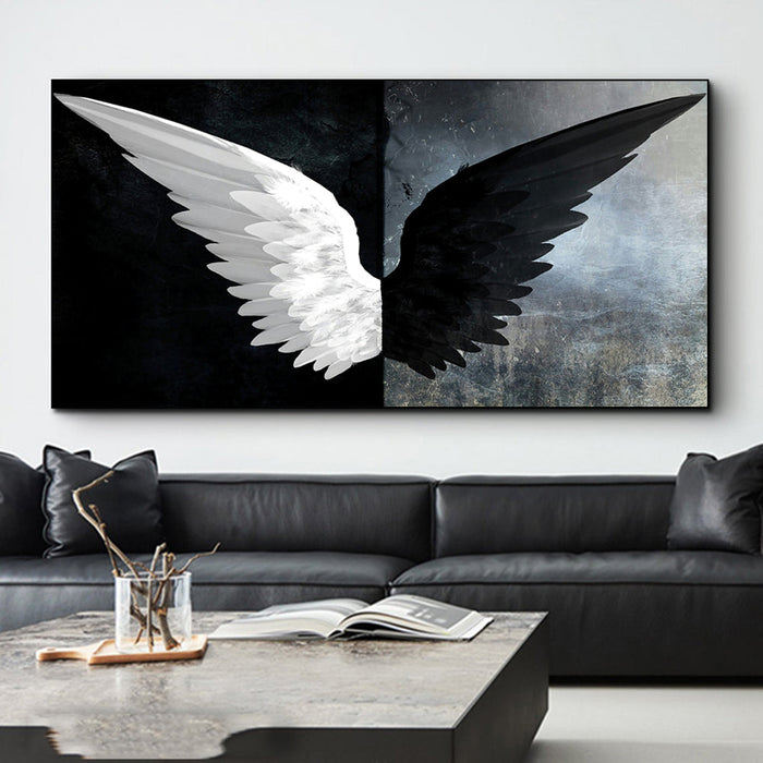 Striking Elegance: Black and White Angel Wings