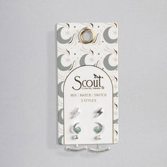 Stud Trio Ear Jacket Set - Moon/Turquoise/Silver