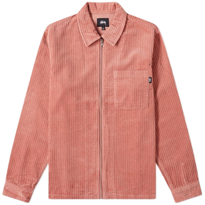 Stussy Big Wale Cord Zip Up Shirt Dusty Rose