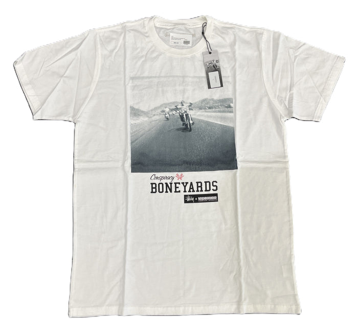 Stussy x NEIGHBORHOOD Boneyards Consipracy Tee White