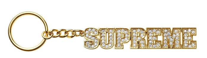 Supreme Block Logo Keychain Gold