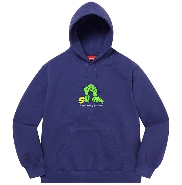 Supreme Don't Care Hooded Sweatshirt Washed Navy (WORN)